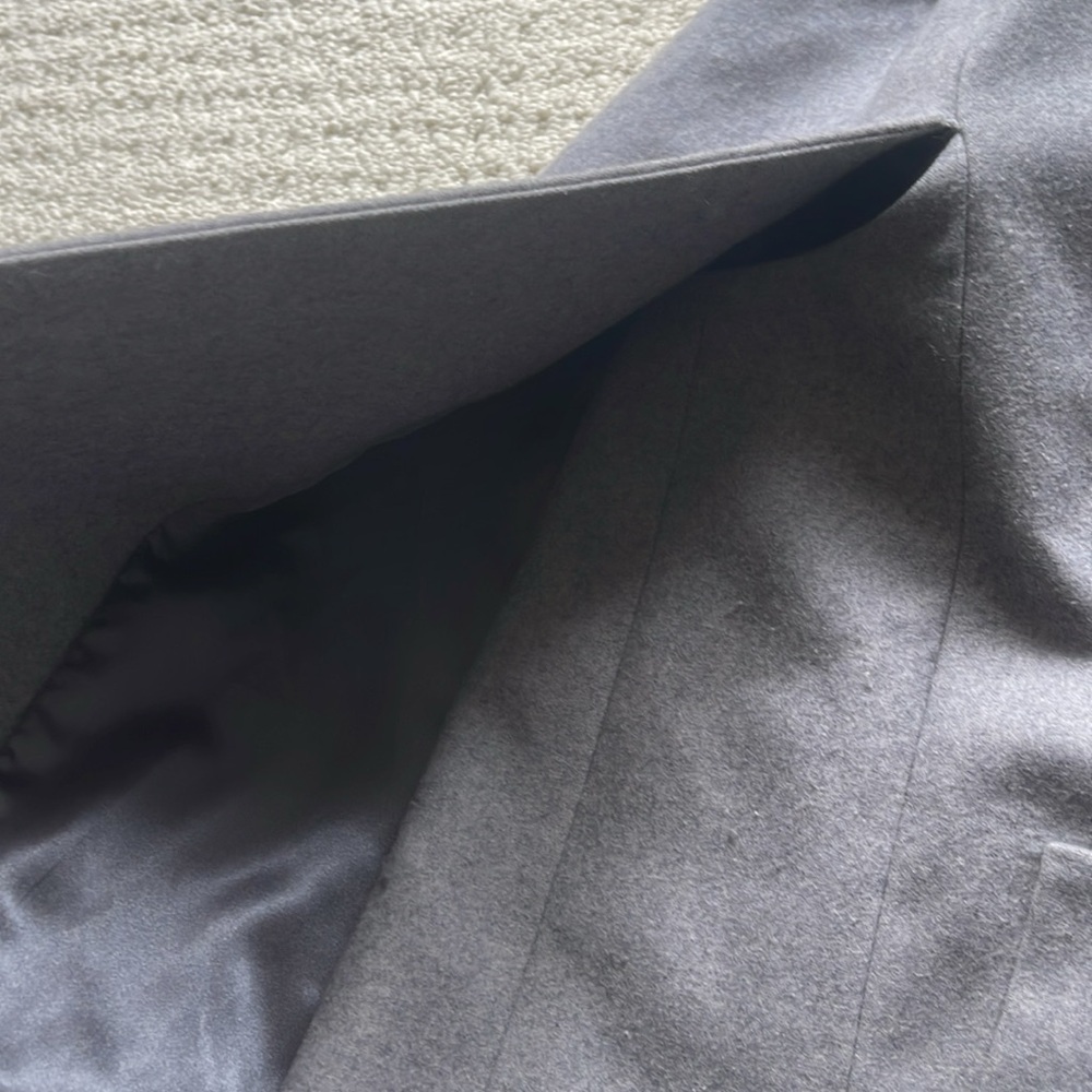 J. Crew Gray Wool Toggle Hooded Cape Coat with Tan Leather Accents - Picture 8 of 12